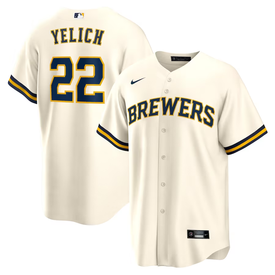 Milwaukee Brewers #22 Christian Yelich Nike Alternate Replica Player Jersey - Cream