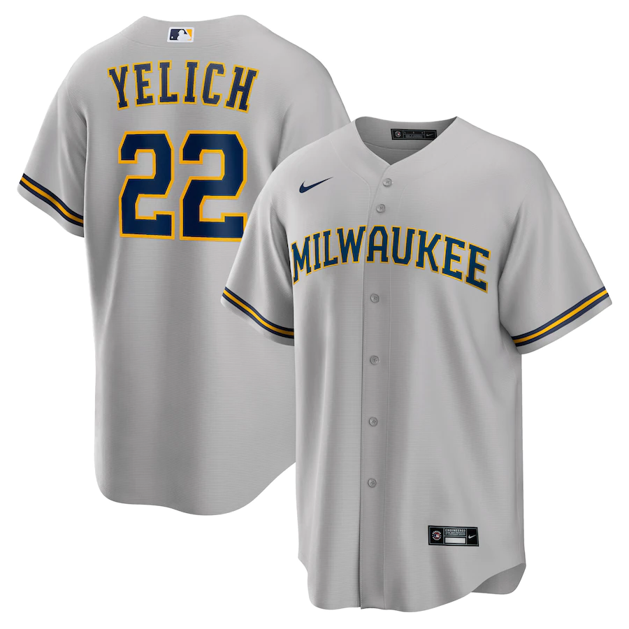 Milwaukee Brewers #22 Christian Yelich Nike Alternate Replica Player Jersey - Gray