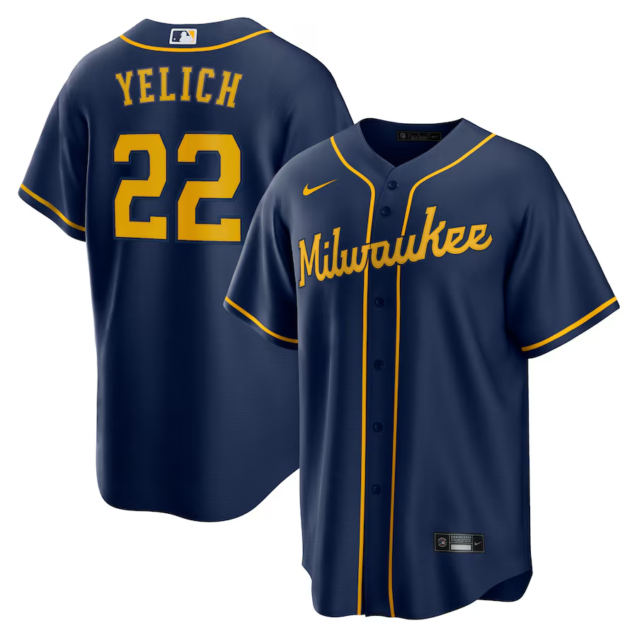 Milwaukee Brewers #22 Christian Yelich Nike Alternate Replica Player Jersey - Navy