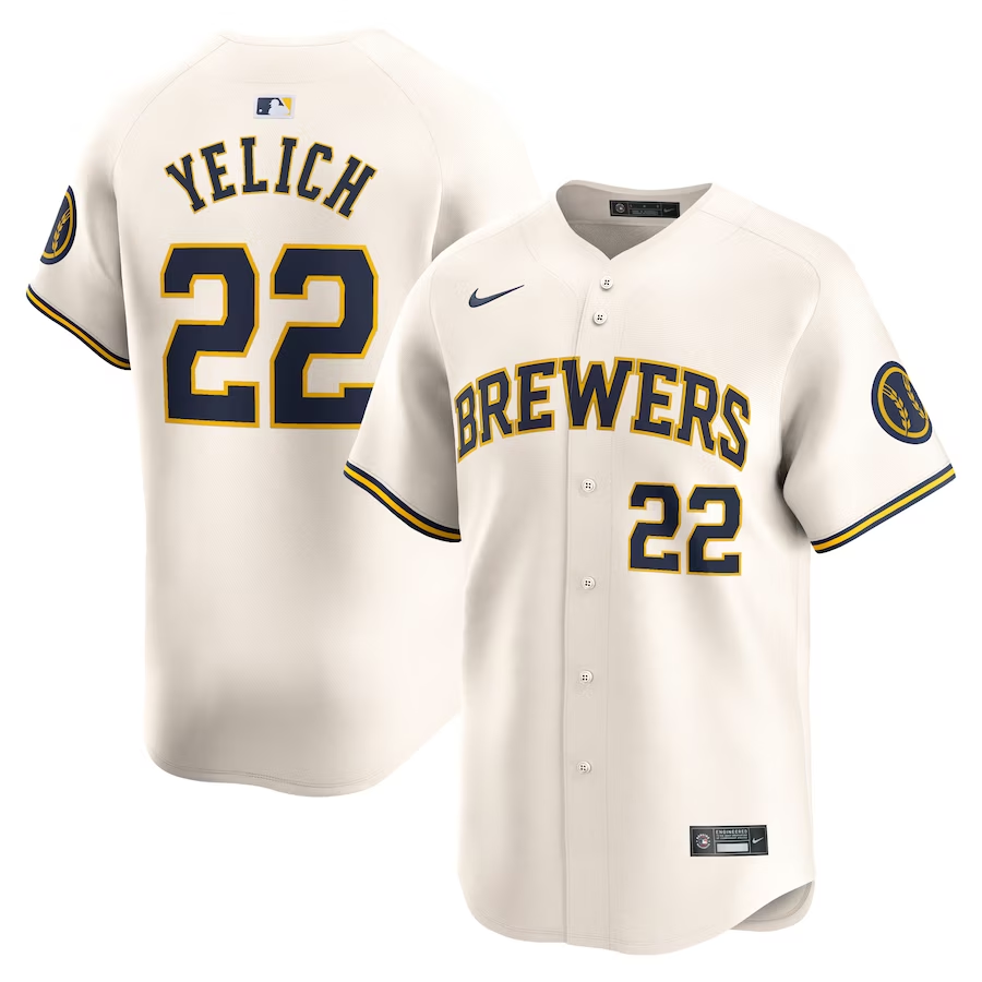 Milwaukee Brewers #22 Christian Yelich Nike Home Limited Player Jersey - Cream