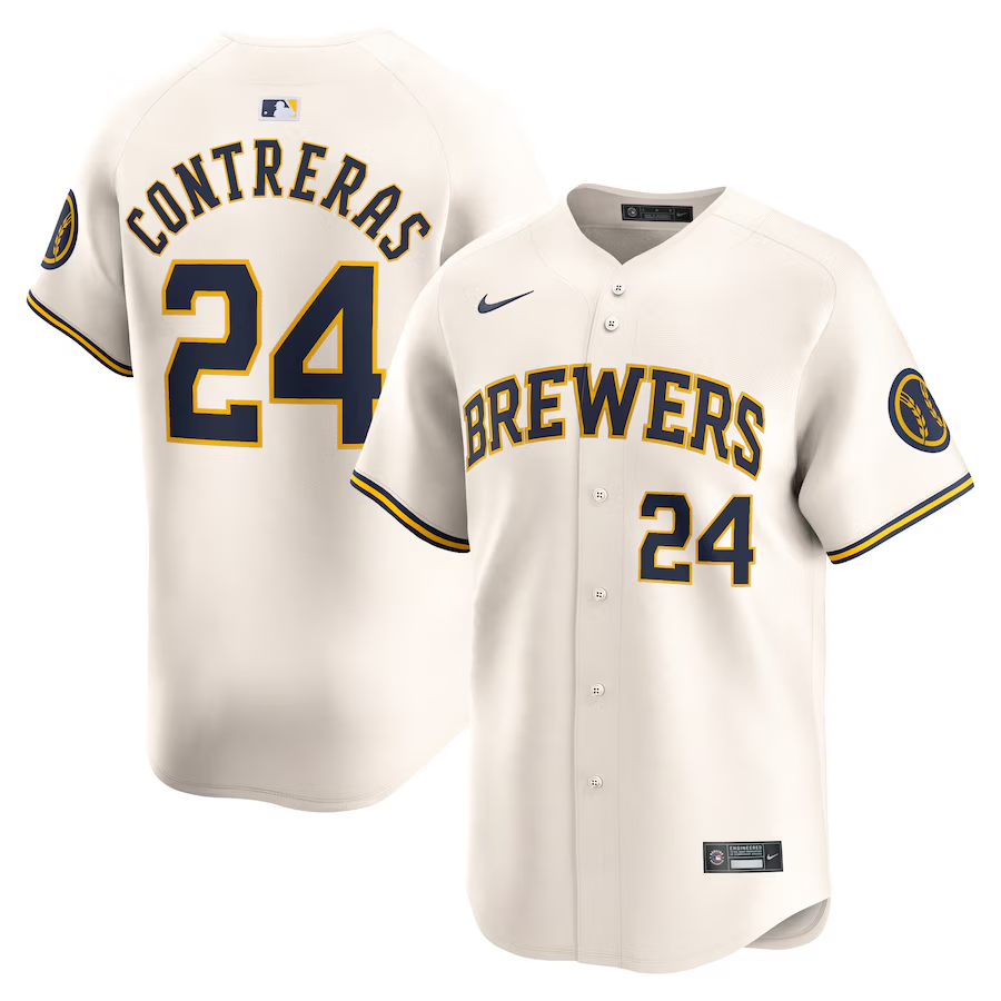 Milwaukee Brewers #24 William Contreras Nike Home Limited Player Jersey - Cream