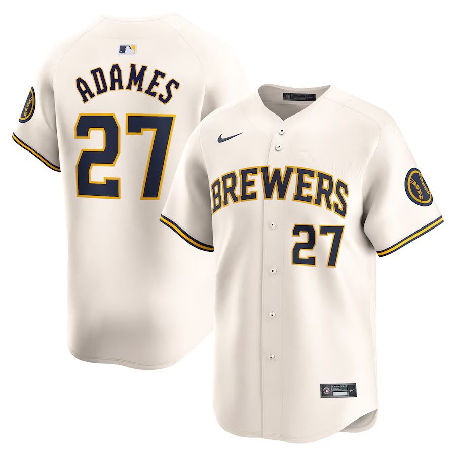 Milwaukee Brewers #27 Willy Adames Nike Home Limited Player Jersey - Cream