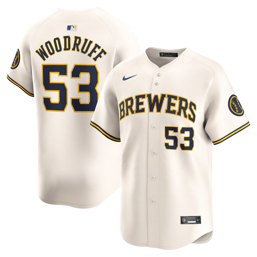 Milwaukee Brewers #53 Brandon Woodruff Nike Home Limited Player Jersey - Cream