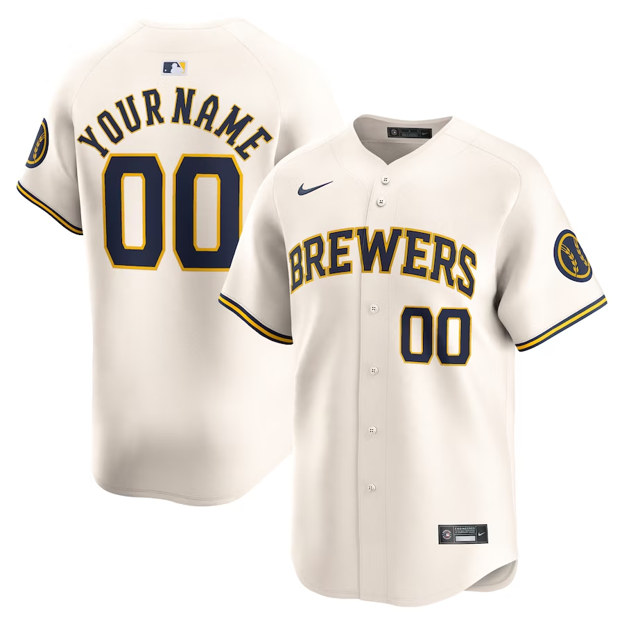 Milwaukee Brewers Customized Nike Home Limited Jersey - Cream