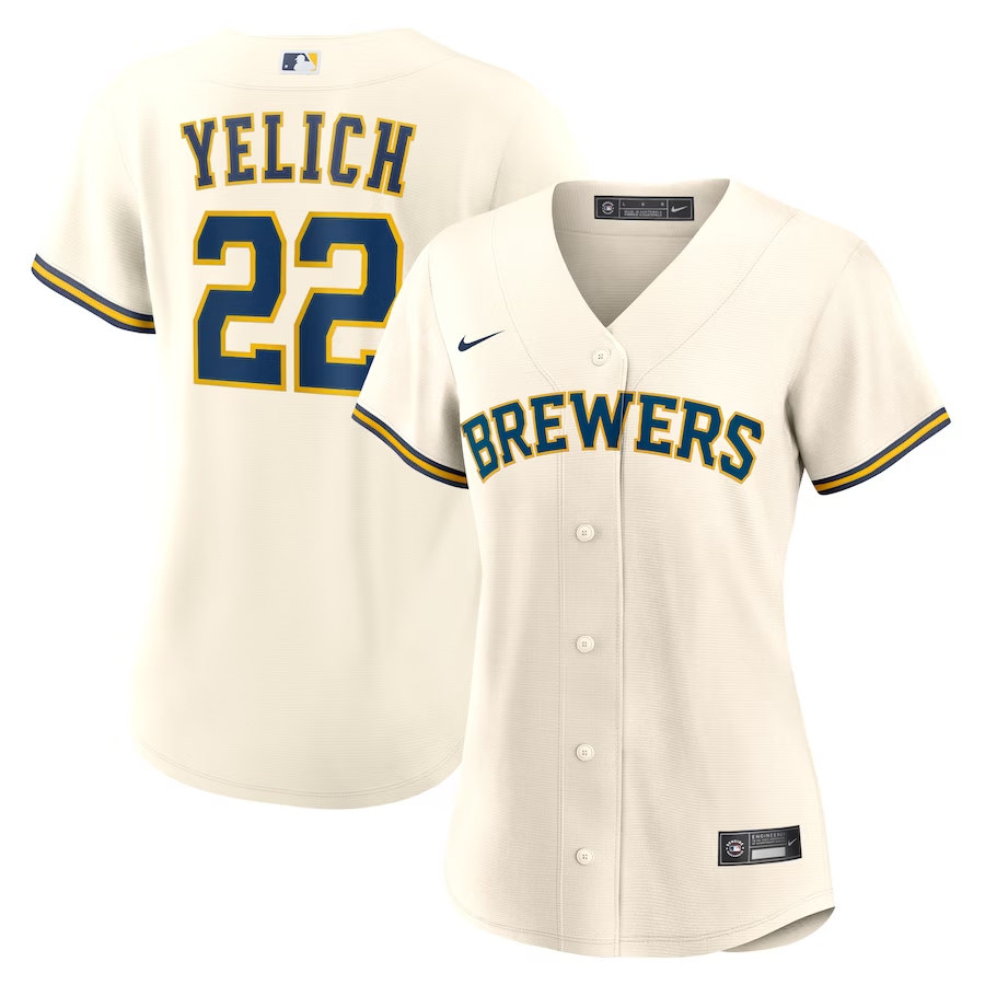 Milwaukee Brewers Womens #22 Christian Yelich Nike Home Replica Player Jersey - Cream