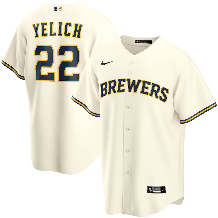 Milwaukee Brewers Youth #22 Christian Yelich Nike Alternate Replica Player Jersey - Cream