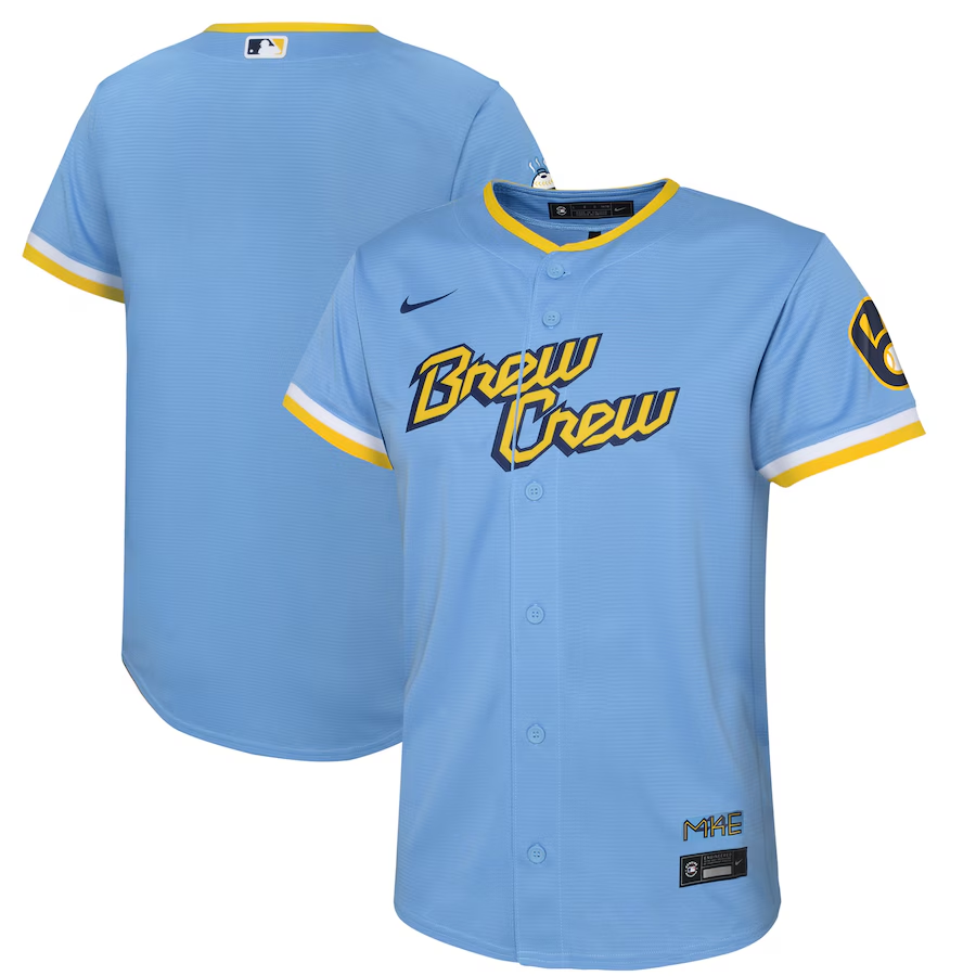 Milwaukee Brewers Youth #Blank Nike City Connect Replica Team Jersey - Powder Blue