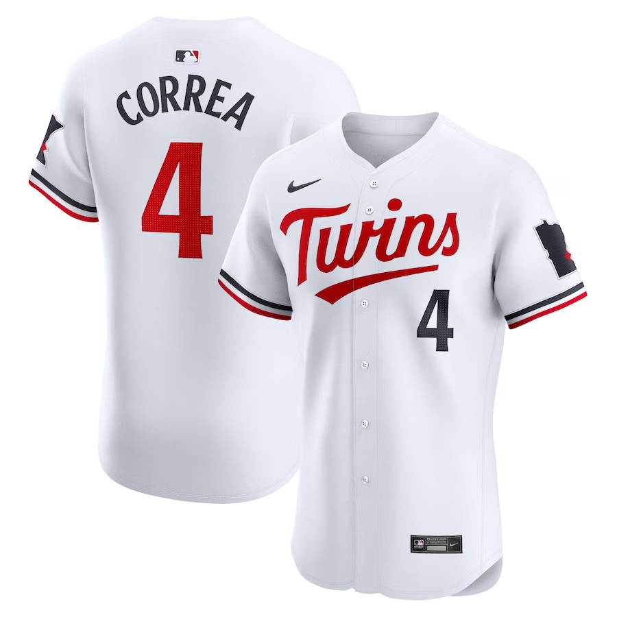 Minnesota Twins #4 Carlos Correa Nike Home Elite Jersey - White