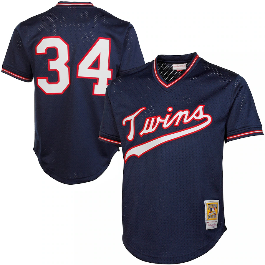 Minnesota Twins #34 Kirby Puckett Mitchell & Ness 1985 Authentic Cooperstown Collection Mesh Batting Practice Jersey - Navy