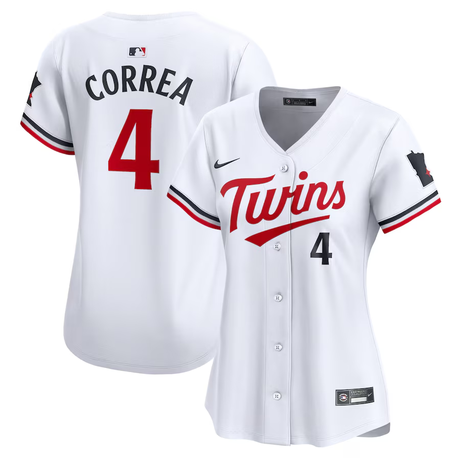 Minnesota Twins Womens #4 Carlos Correa Nike Home Limited Player Jersey - White
