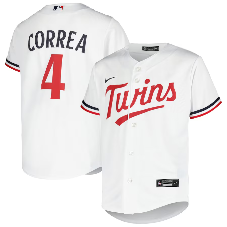 Minnesota Twins Youth #4 Carlos Correa Nike Alternate Replica Player Jersey - White