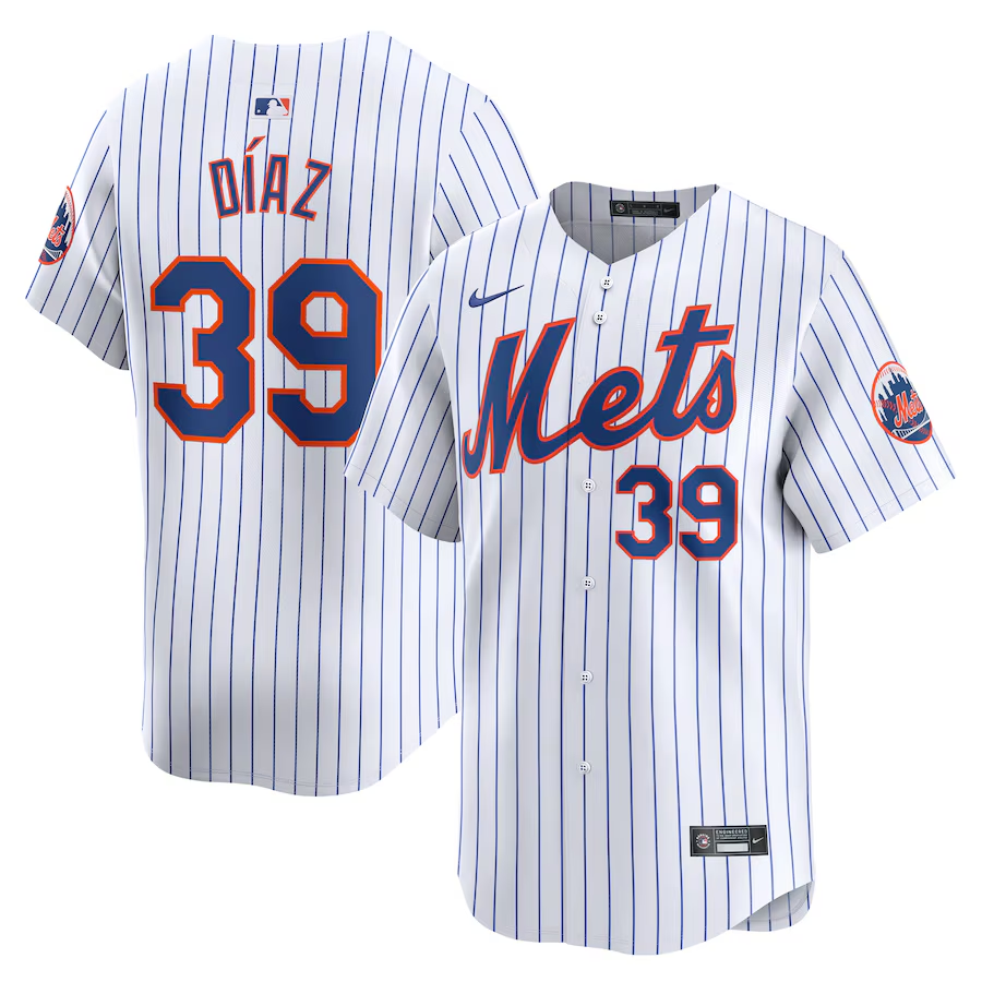 New York Mets #39 Edwin Diaz Nike Home Limited Player Jersey - White