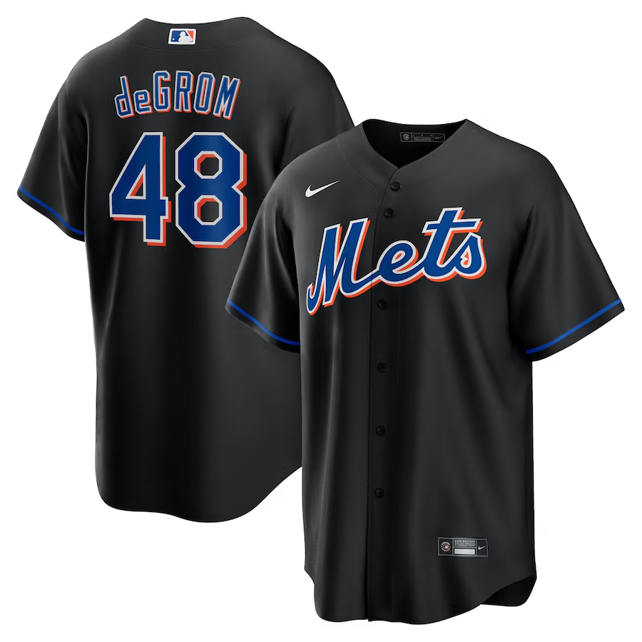 New York Mets #48 Jacob deGrom Nike 2022 Alternate Replica Player Jersey - Black
