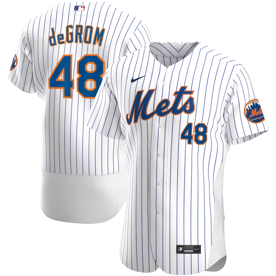 New York Mets #48 Jacob deGrom Nike Home Authentic Player Jersey - White