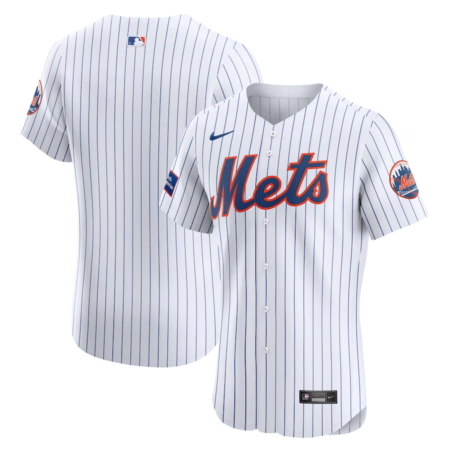 New York Mets #Blank Nike Home Elite Patch Jersey - White