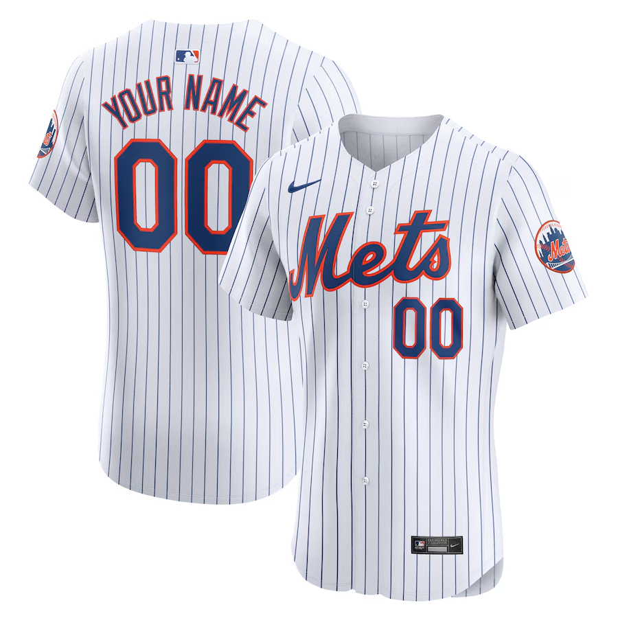 New York Mets Customized Nike Home Elite Jersey - White
