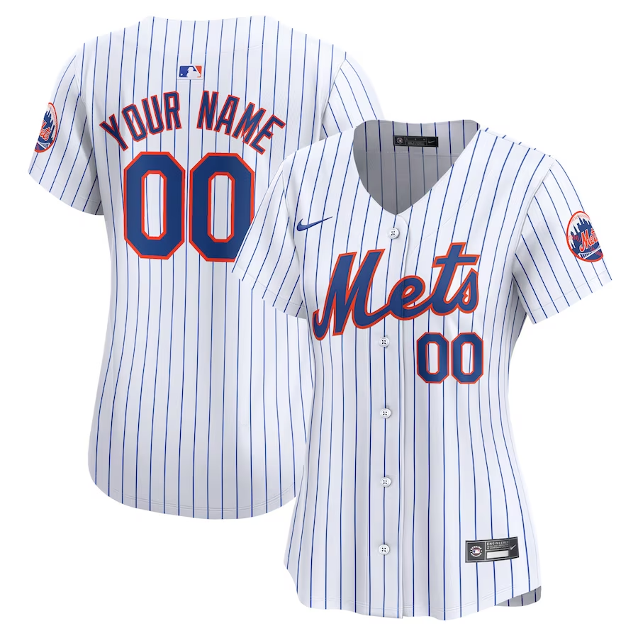 New York Mets Customized Womens Nike Home Limited Custom Jersey - White