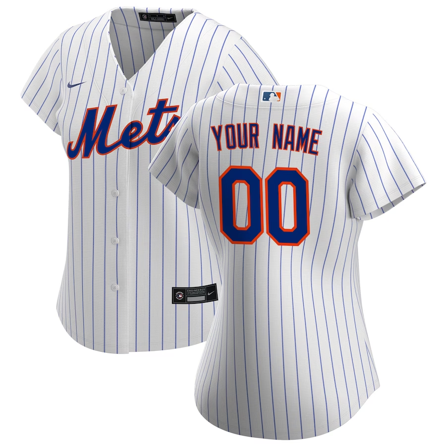 New York Mets Customized Womens Nike Home Replica Jersey - White