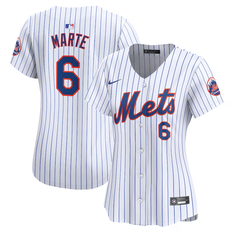 New York Mets Womens #6 Starling Marte Nike Home Limited Player Jersey - White