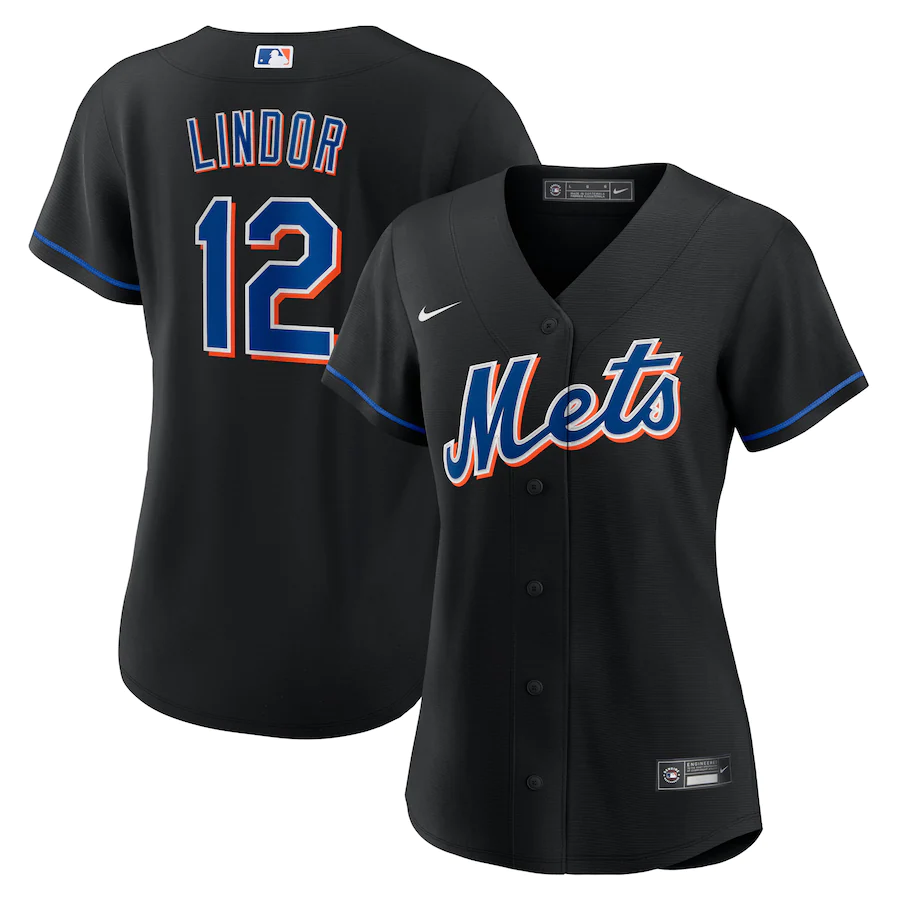 New York Mets Womens #12 Francisco Lindor Nike 2022 Alternate Replica Player Jersey - Black