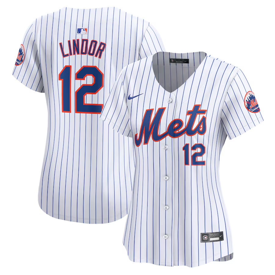 New York Mets Womens #12 Francisco Lindor Nike Home Limited Player Jersey - White