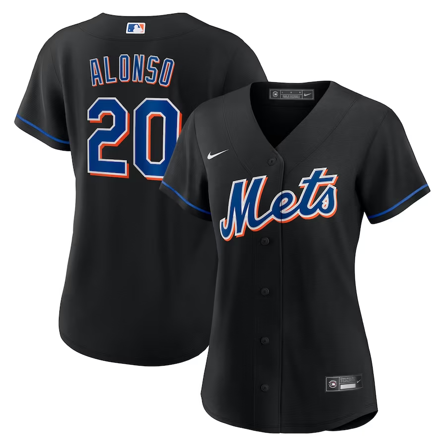 New York Mets Womens #20 Pete Alonso Nike 2022 Alternate Replica Player Jersey - Black