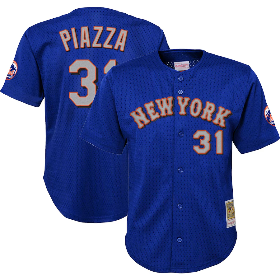 New York Mets Youth #31 Mike Piazza Mitchell & Ness Cooperstown Collection Mesh Batting Practice Jersey - Royal