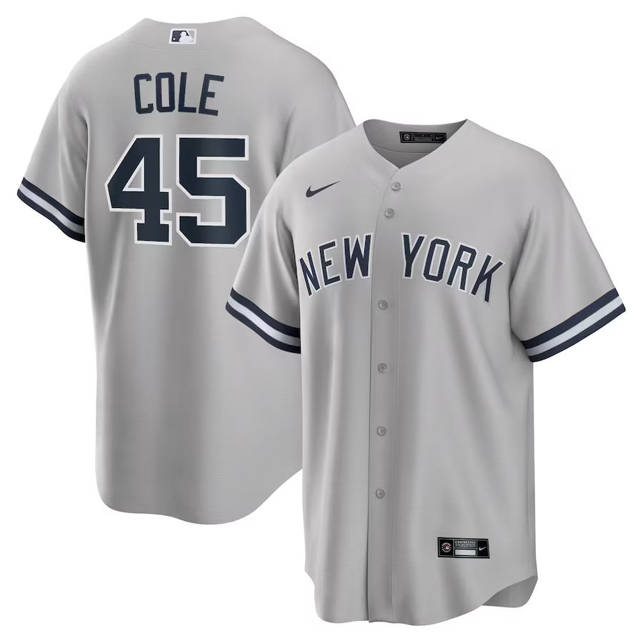 New York Yankees #45 Gerrit Cole Nike Road Replica Player Name Jersey - Gray
