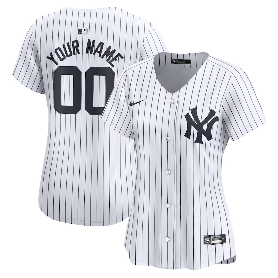 New York Yankees Customized Womens Nike Home Limited Custom Jersey - White