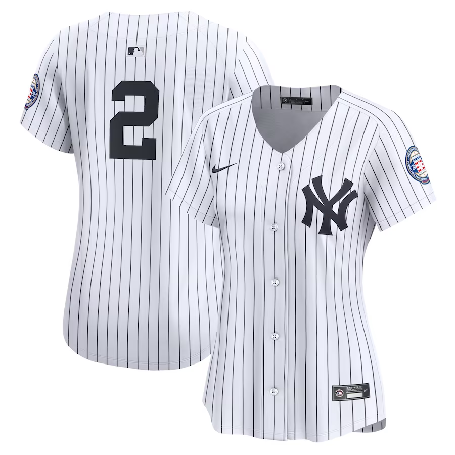 New York Yankees Womens #2 Derek Jeter Nike Home Limited Player Jersey - White