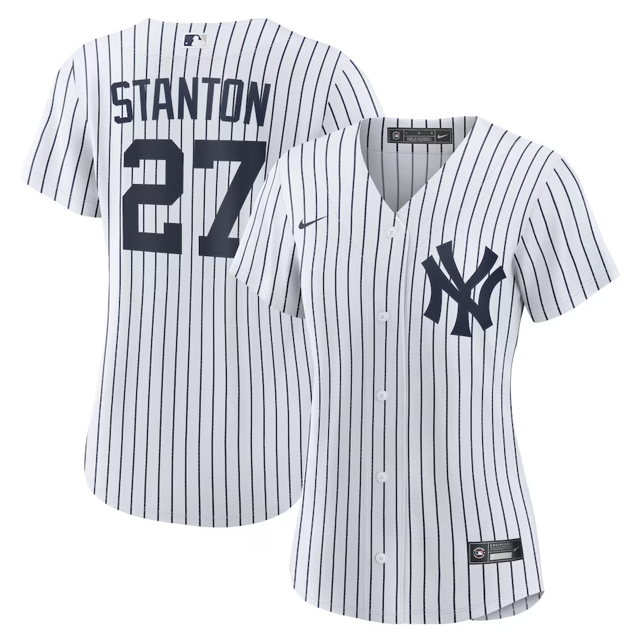 New York Yankees Womens #27 Giancarlo Stanton Nike Home Replica Player Jersey - White