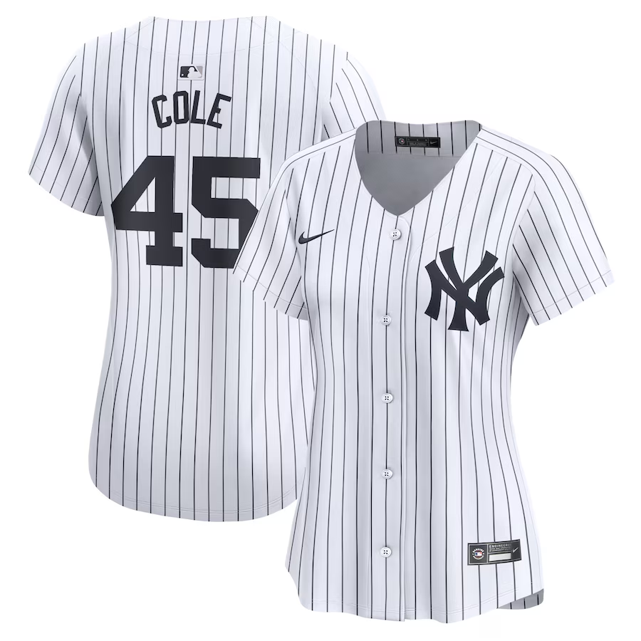 New York Yankees Womens #45 Gerrit Cole Nike Home Limited Player Jersey - White (2)