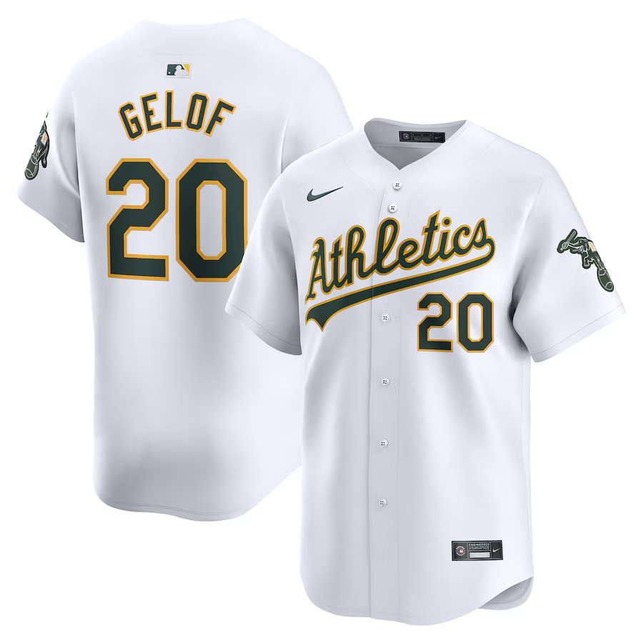 Oakland Athletics #20 Zack Gelof Nike Home Limited Player Jersey - White
