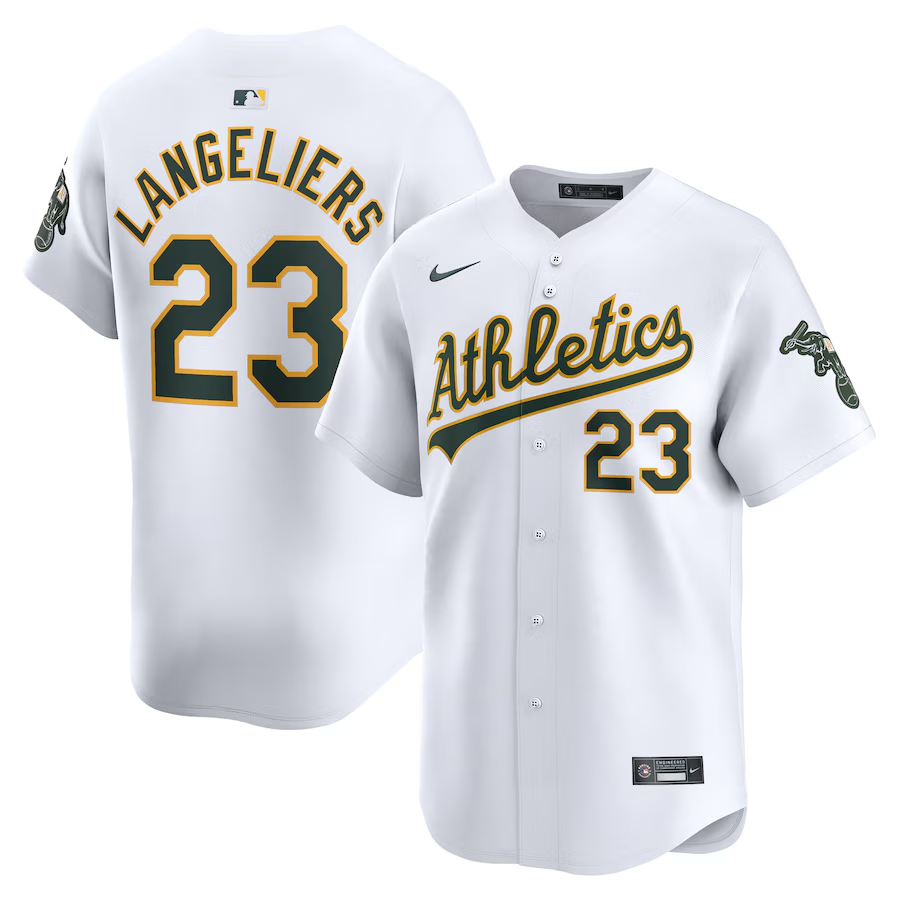 Oakland Athletics #23 Shea Langeliers Nike Home Limited Player Jersey - White