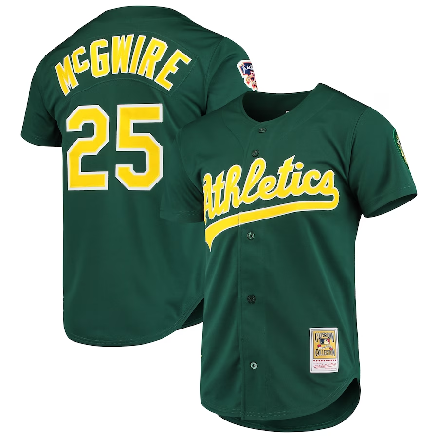 Oakland Athletics #25 Mark McGwire Mitchell & Ness 1997 Cooperstown Collection Authentic Jersey - Green