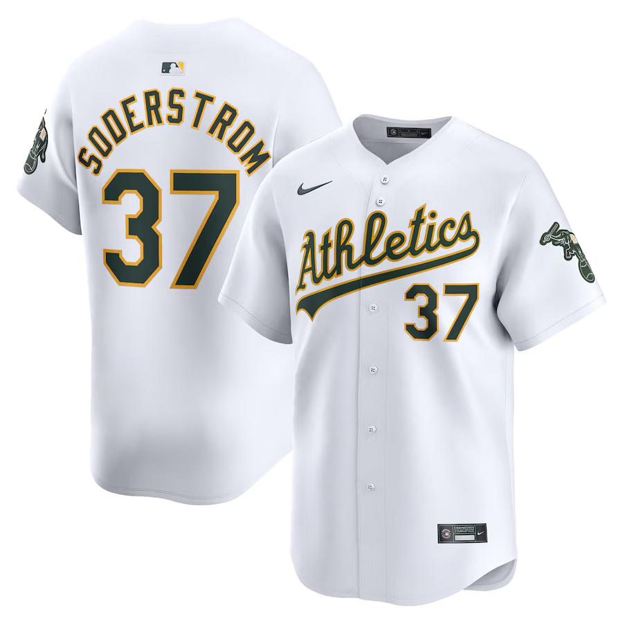 Oakland Athletics #37 Tyler Soderstrom Nike Home Limited Player Jersey - White