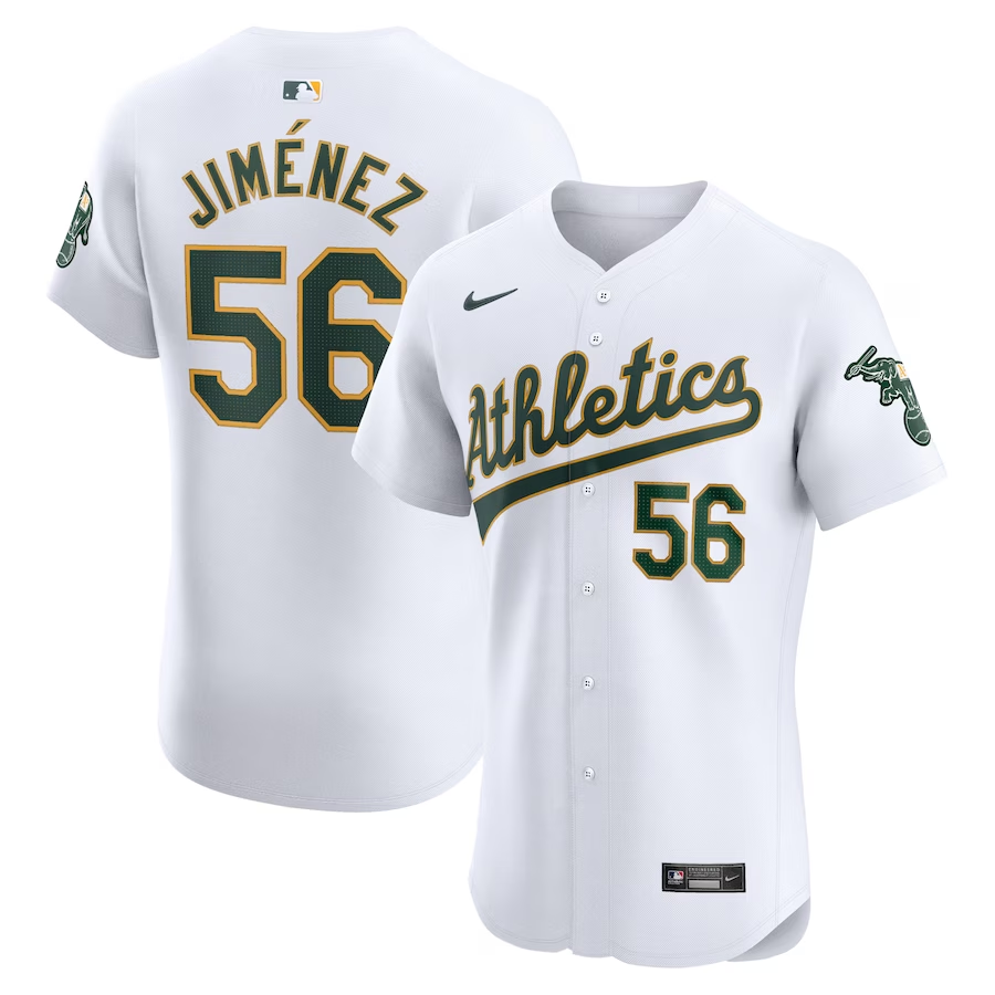 Oakland Athletics #56 Dany Jimenez Nike Home Elite Player Jersey - White