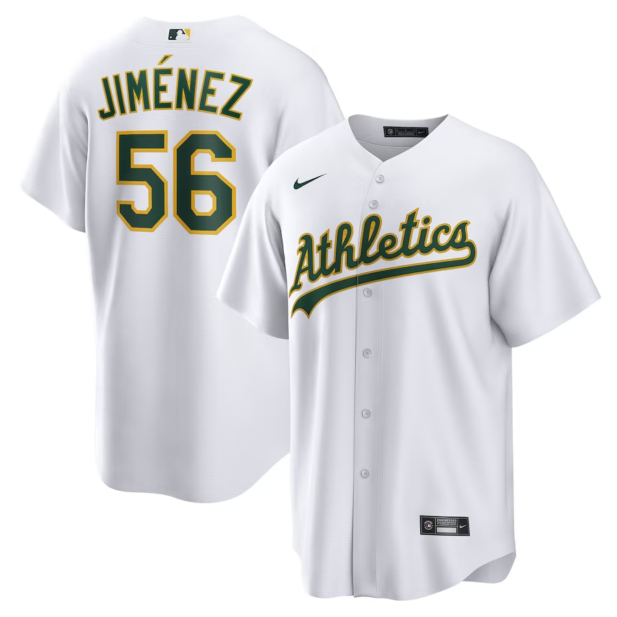 Oakland Athletics #56 Dany Jimenez Nike Home Replica Player Jersey - White