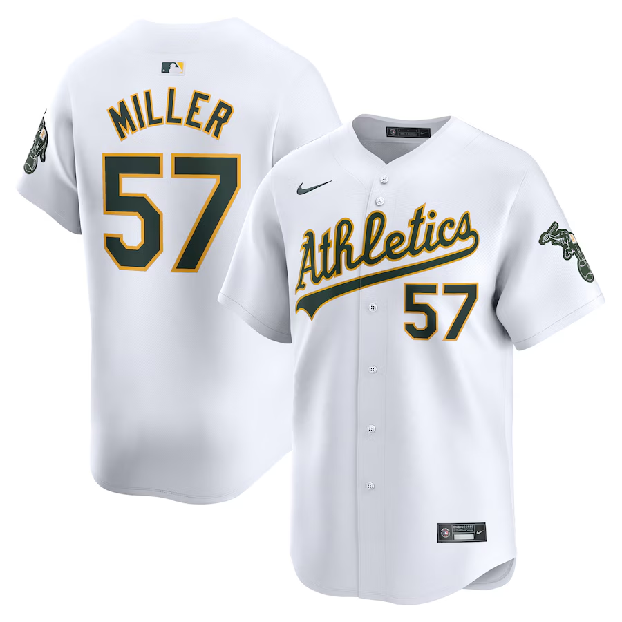 Oakland Athletics #57 Mason Miller Nike Home Limited Player Jersey - White