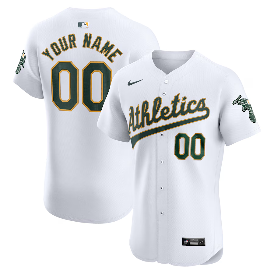 Oakland Athletics Customized Nike Home Elite Jersey - White