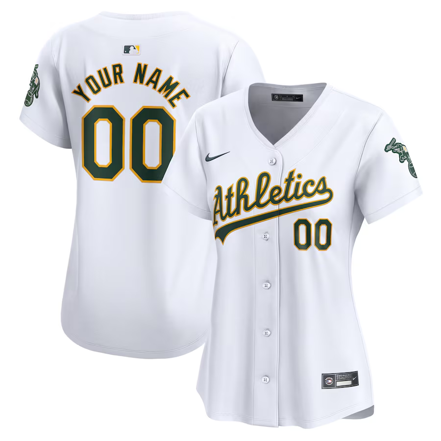 Oakland Athletics Customized Womens Nike Home Limited Jersey - White