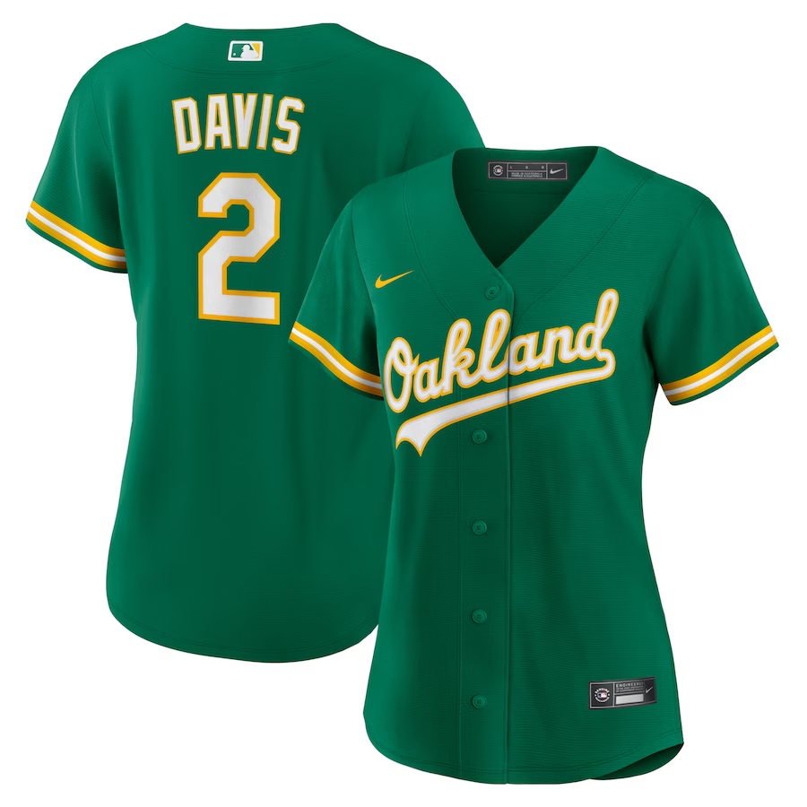 Oakland Athletics Womens #2 Khris Davis Nike Alternate Replica Player Jersey - Green