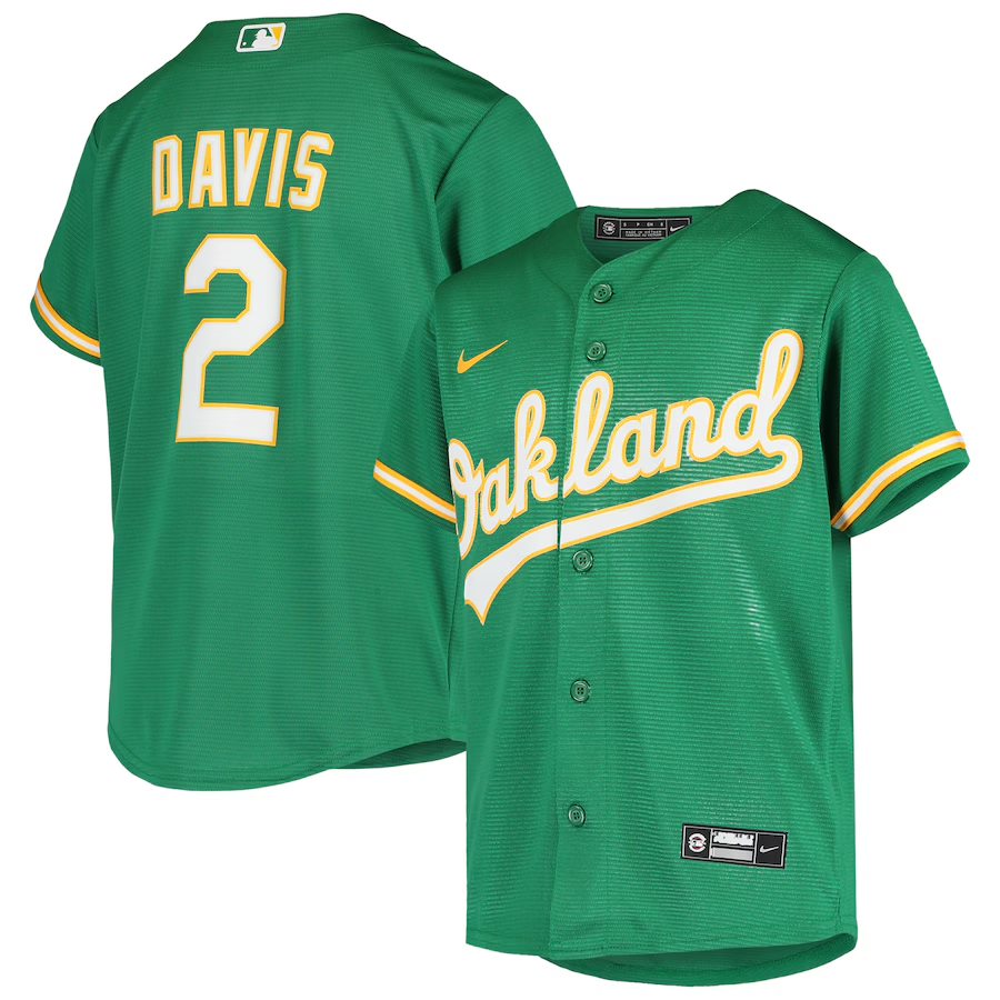 Oakland Athletics Youth #2 Khris Davis Nike Alternate Replica Jersey - Green