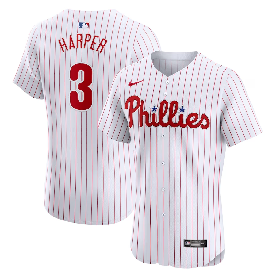 Philadelphia Phillies #3 Bryce Harper Nike Home Elite Jersey - White