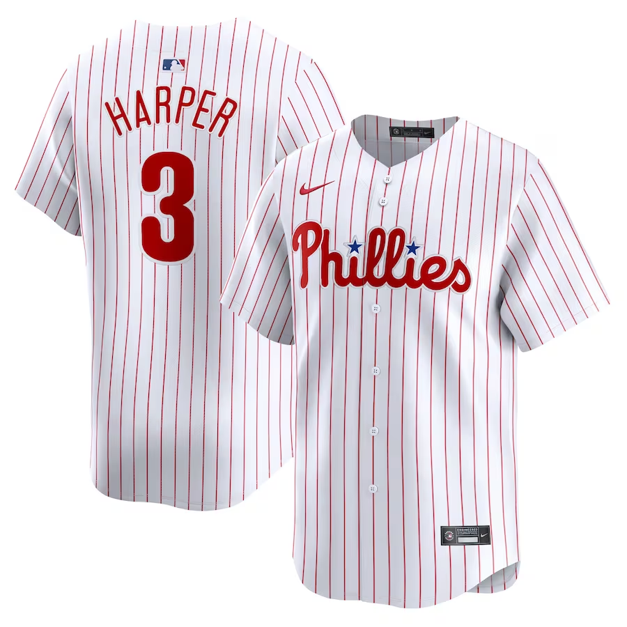 Philadelphia Phillies #3 Bryce Harper Nike Home Limited Player Jersey - White