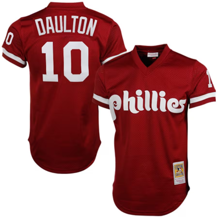 Philadelphia Phillies #10 Darren Daulton Mitchell & Ness Cooperstown Mesh Batting Practice Jersey - Red