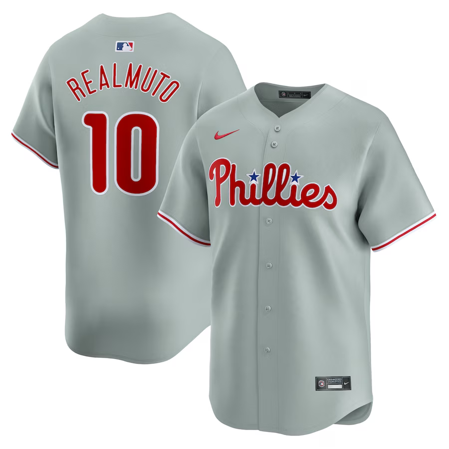 Philadelphia Phillies #10 J.T. Realmuto Nike Away Limited Player Jersey - Gray