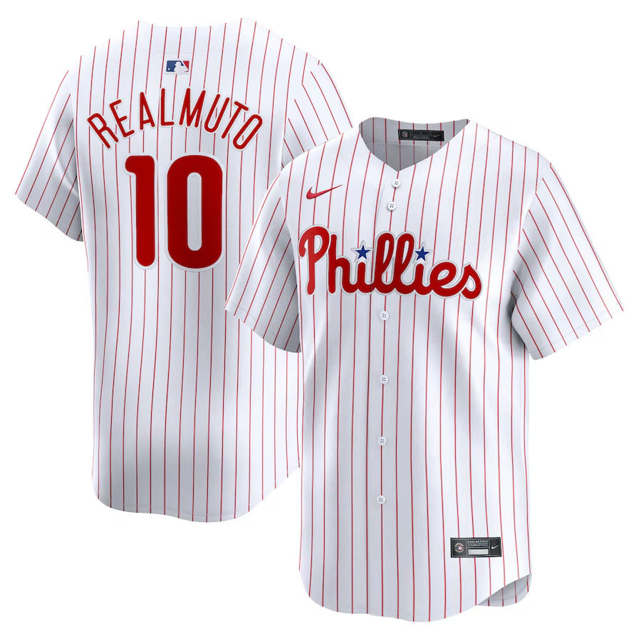 Philadelphia Phillies #10 J.T. Realmuto Nike Home Limited Player Jersey - White