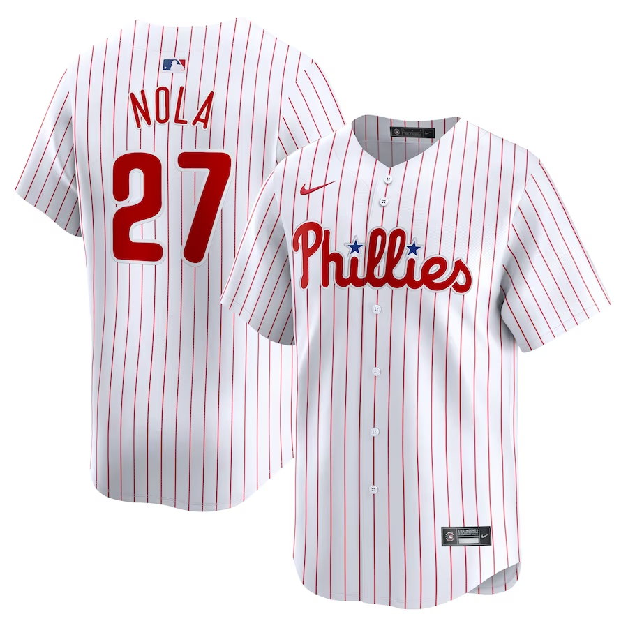 Philadelphia Phillies #27 Aaron Nola Nike Home Limited Player Jersey - White