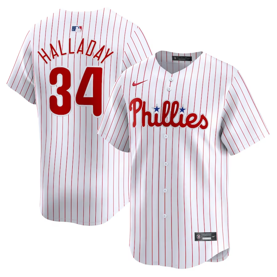 Philadelphia Phillies #34 Roy Halladay Nike Home Limited Player Jersey - White
